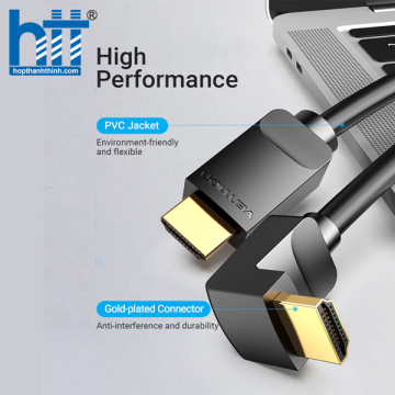 CÁP HDMI 2.0 GẬP 90° DÀI 1.5M VENTION (AARBG) HỖ TRỢ 4K@60Hz