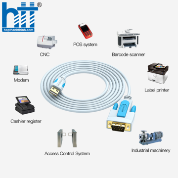 Cáp chuyển đổi USB to RS232 9 chân dương dài 1m Vention - VAS-C02-S100