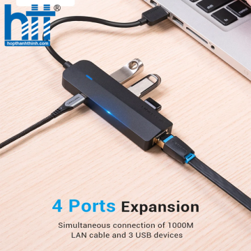 Bộ chia USB 3.0 sang LAN Gigabit +HUB USB 3.0 *3 Vention Model : CKBHB