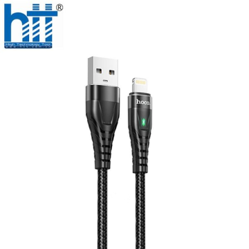 Cáp Sạc Nhanh Báo Đèn Hoco ME3 Lightning 1M 3A (Đen)