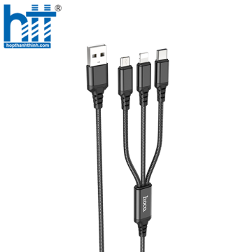 Cáp Sạc X76 3-in-1 Super charging cable iP+Type-C+Micro 1M 2A (Đen)