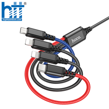 Cáp Sạc X76 4-in-1 Super charging cable iP+iP+Type-C+Micro 1M 2A (Đen-Đỏ-Xanh)
