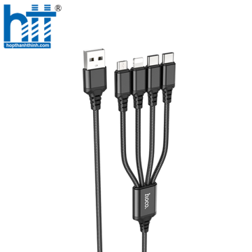 Cáp Sạc X76 4-in-1 Super charging cable Type-C+Type-C+iP+Micro 1M 2A (Đen)