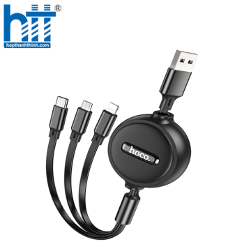 Cáp Sạc X75 3-in-1 double-pull charging cable iP+Micro+Type-C 1M 2A (Đen)
