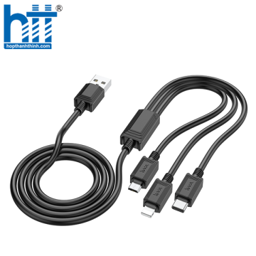 Cáp sạc 3 trong 1 X74 (iP+Micro+Type-C) (Đen)