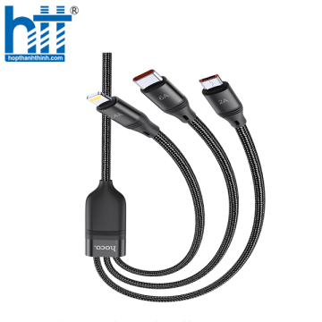 Cáp Sạc U104 3-in-1 Ultra 6A fast charging data cable for iP+Micro+Type-C 1.2M (Đen)