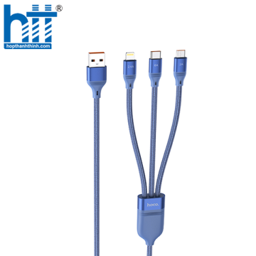 Cáp Sạc U104 3-in-1 Ultra 6A fast charging data cable for iP+Micro+Type-C 1.2M (Xanh)