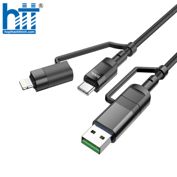 Cáp sạc U106 4 in 1 Moulder fast charging data cable for USB/Type-C to iP/Type-C (Đen)