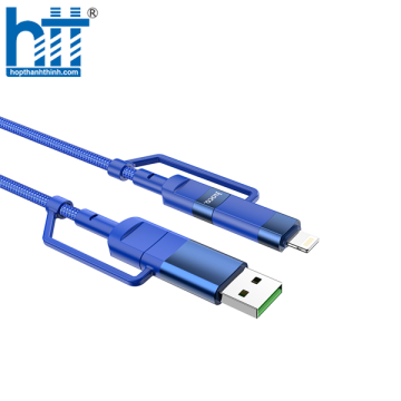 Cáp sạc U106 4 in 1 Moulder fast charging data cable for USB/Type-C to iP/Type-C (Xanh)