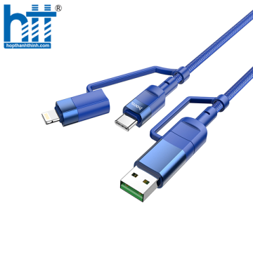 Cáp sạc U106 4 in 1 Moulder fast charging data cable for USB/Type-C to iP/Type-C (Xanh)