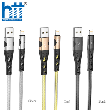 CÁP SẠC U105 Treasure jelly braided charging data cable for Lightning 1.2M 2.4A (Đen)