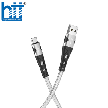 CÁP SẠC U105 Treasure jelly braided charging data cable for Type-C 1M 3A (Bạc)