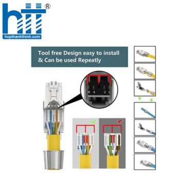 Đầu bấm hạt mạng Cat7 STP không dùng Tool, chống nhiễu Shielded PICOLINK