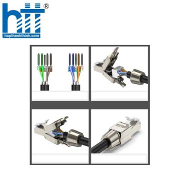 Hạt mạng CAT6A không dùng TOOL chuẩn công nghiệp, chống nhiễu Shielded, có chụp PICOLINK 