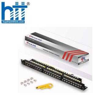 Patch Panel Cat6 24 port 1U PicoLink chuẩn 19inch lắp tủ full phụ kiện + kèm nhân